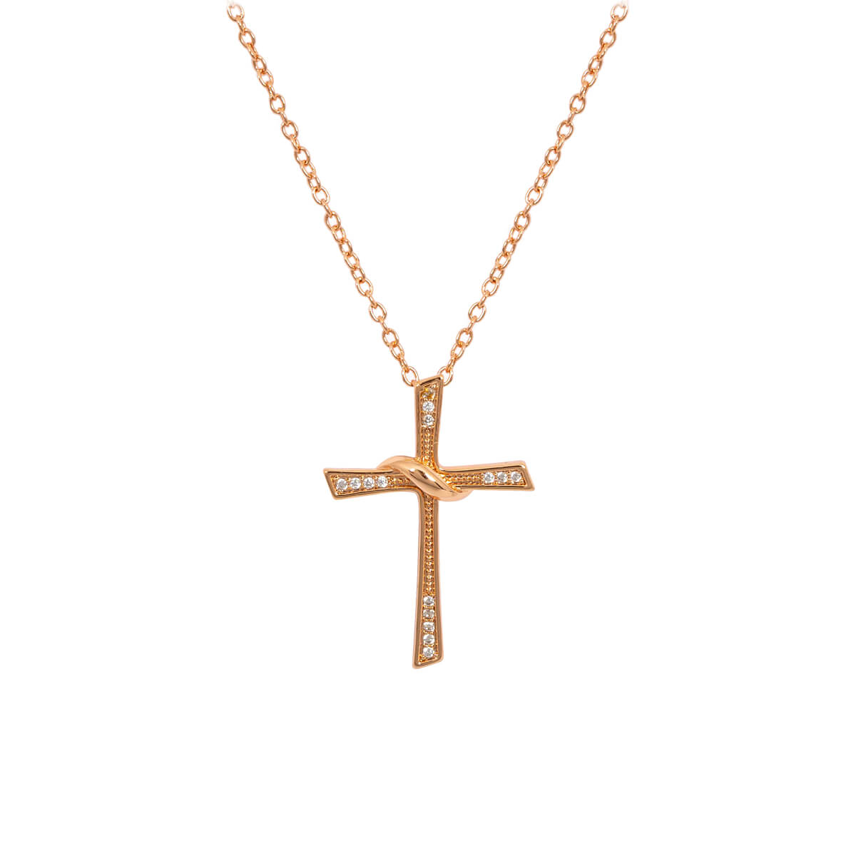 Halskette mit Anhänger Kreuz rosé