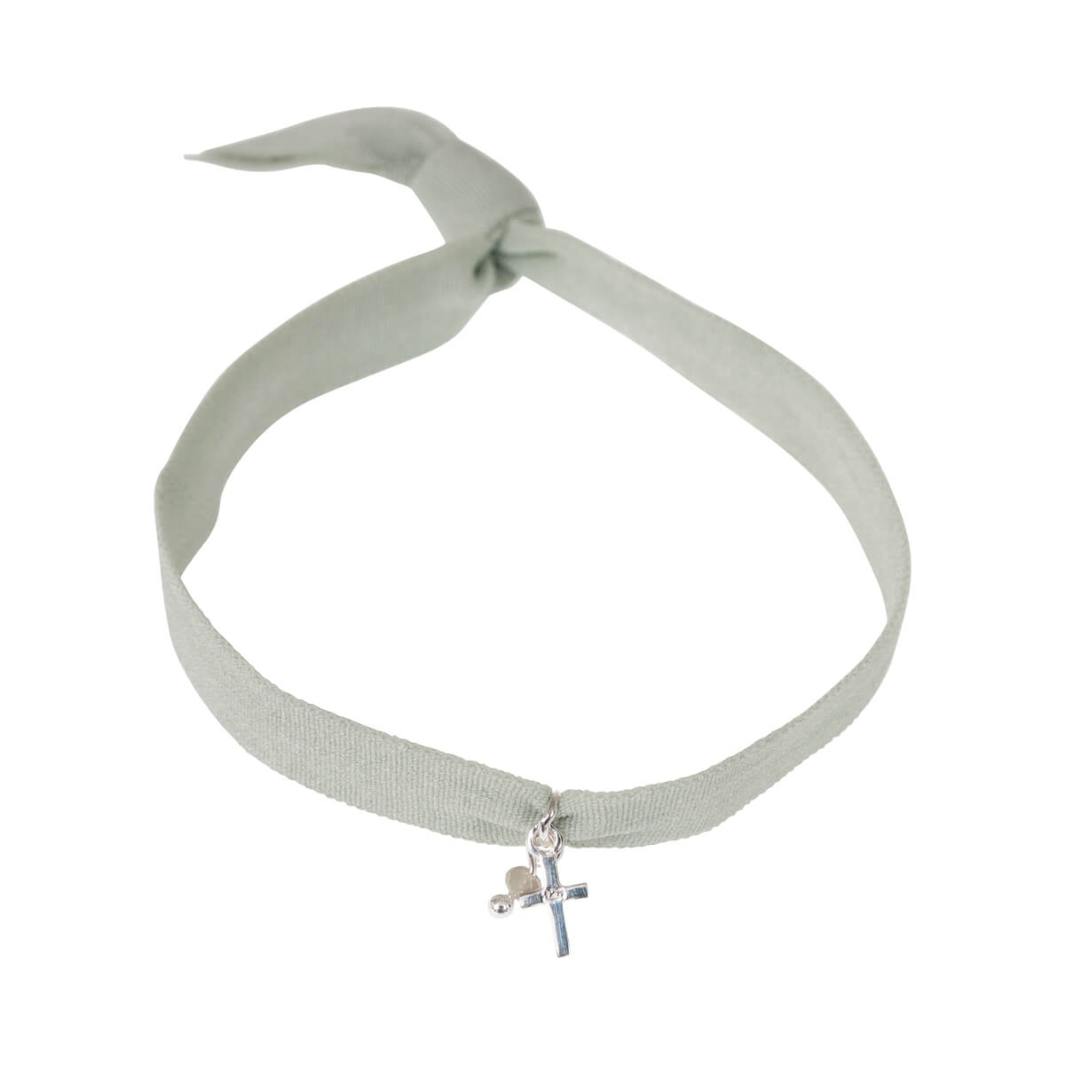 Textil-Armband Kreuz mit Perle